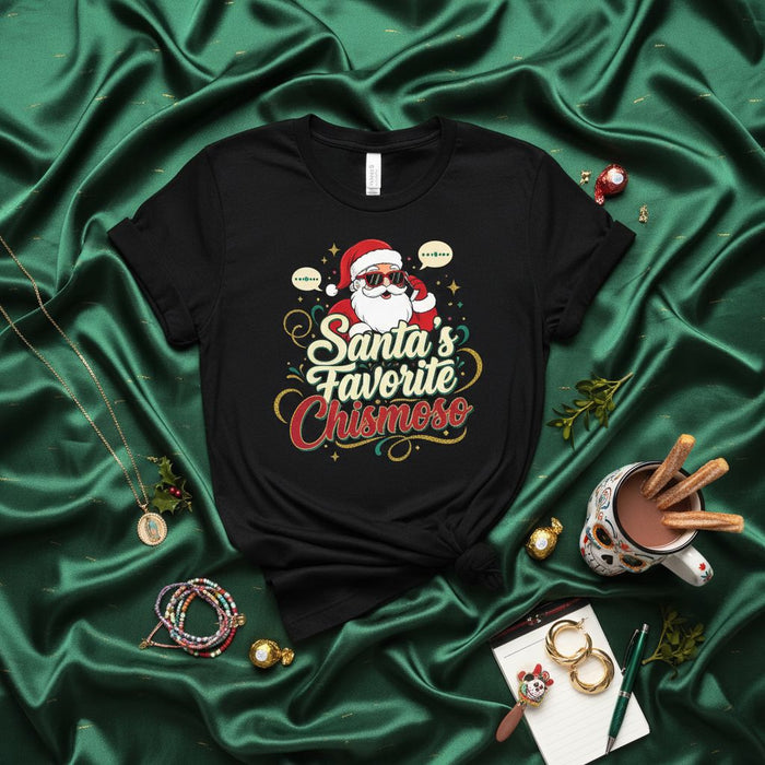 Santa's Favorite Chismoso T-Shirt, Funny Christmas Shirt, Holiday Tee, Mexican Culture Xmas Gift, Unisex Spanish English Navidad Present, Secret Santa Top for Gossip Lovers