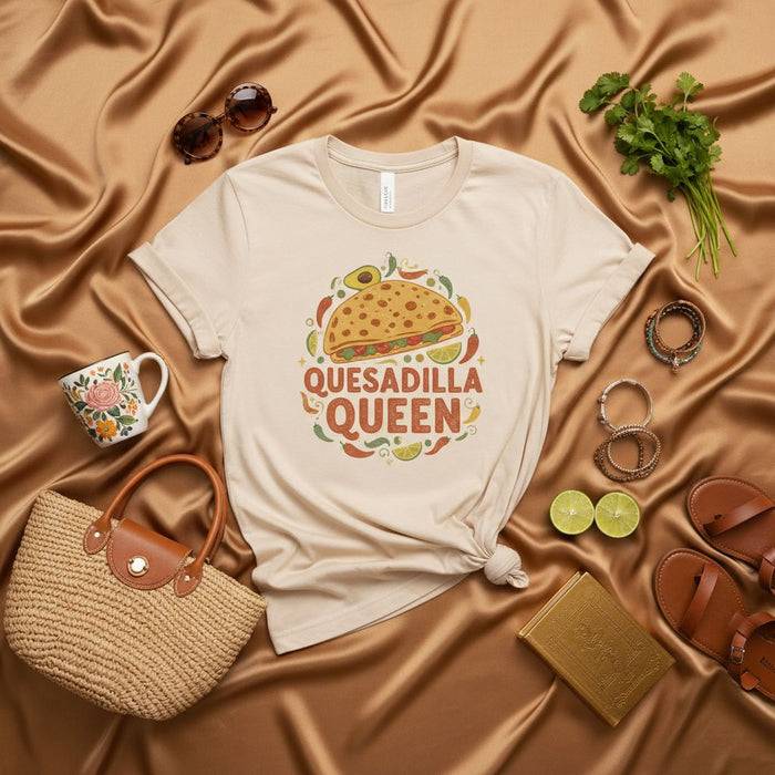 Quesadilla Queen Shirt, Funny Mexican Food Lover T-Shirt, Cinco de Mayo Fiesta Tee, Avocado and Lime Graphic Print Top, Cute Women's Unisex T-Shirt Gift for Her