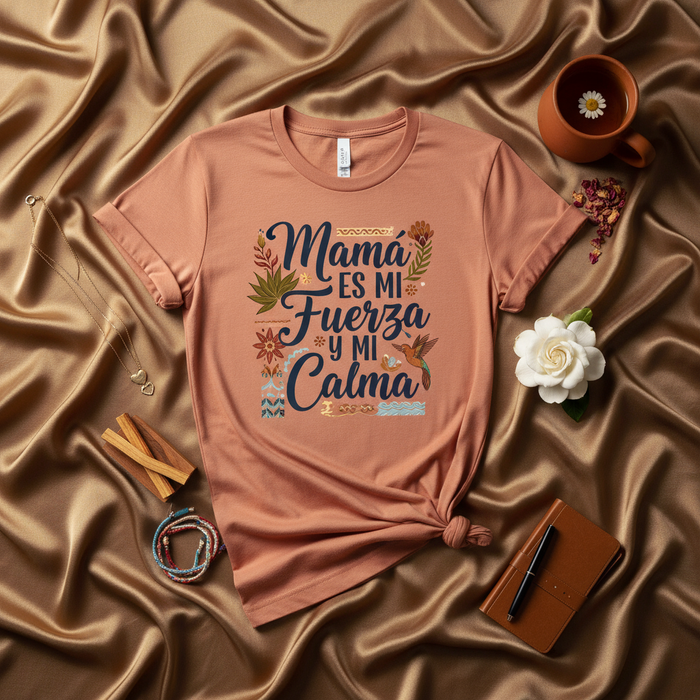Mamá Es Mi Fuerza Y Mi Calma T-Shirt, Spanish Mother's Day Gift, Latina Mom Shirt, Hummingbird Floral Graphic Tee, Best Mama Ever Gift, Cute Mom Life Shirt