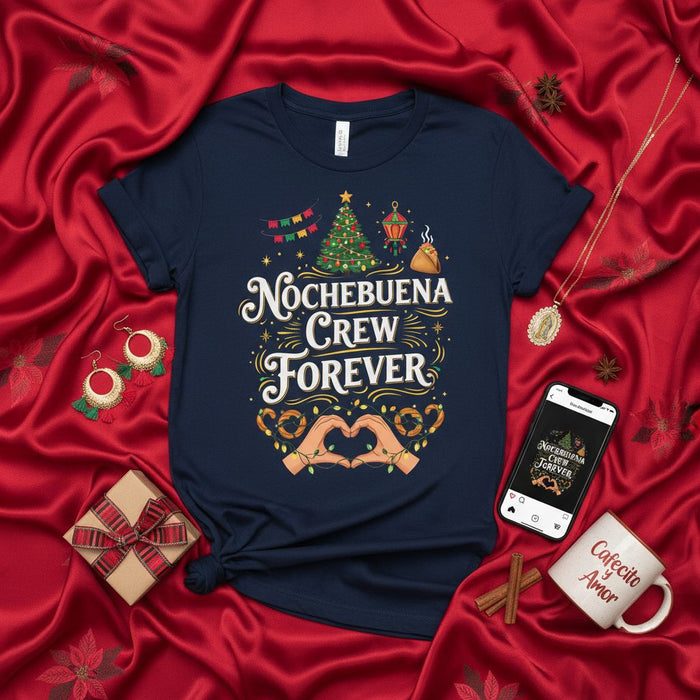 T-Shirt Nochebuena Crew Forever, Maglietta per la Vigilia di Natale Spagnola, Maglietta Coordinata per la Famiglia, Regalo di Natale per Lei Lui, Abbigliamento Festa Taco