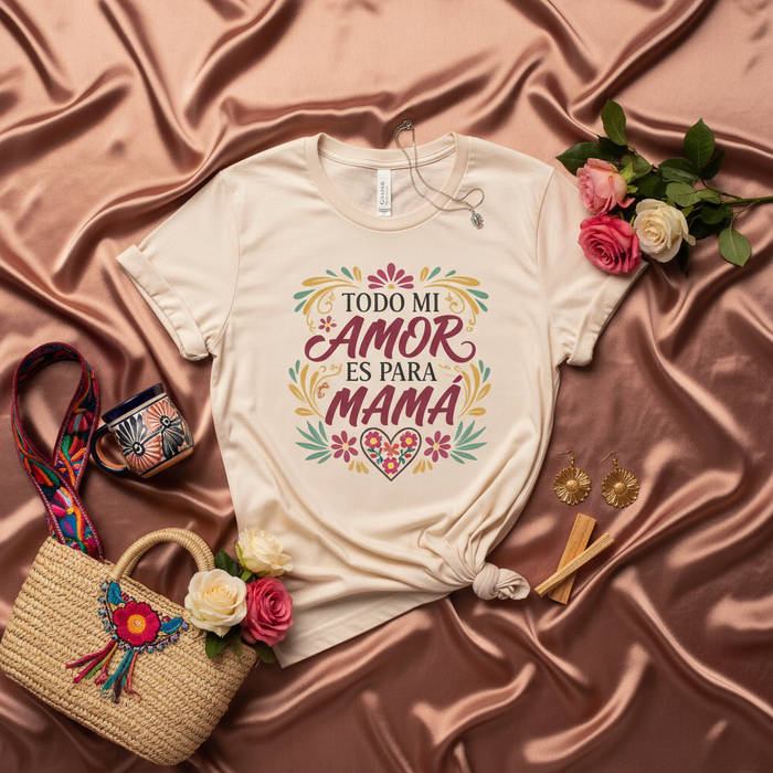 Todo Mi Amor Es Para Mamá T-Shirt | Spanish Mother's Day Shirt | Floral Mama Tee | Gift for Mom | Dia de las Madres T-Shirt | Unisex Graphic Shirt | I Love My Mother Shirt