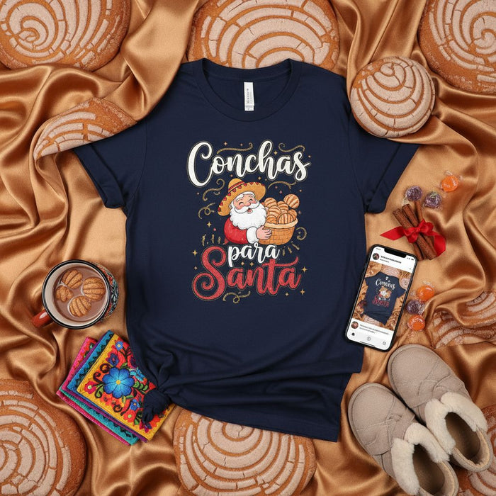 Conchas Para Santa Shirt, Funny Mexican Santa Claus Christmas Pan Dulce T-Shirt, Fiesta Holiday Tee, Cute Concha Lover Gift, Spanish Christmas Apparel, Unisex Conchas Tee, Xmas Bakery Shirt