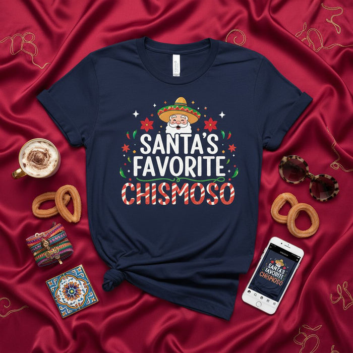 La Maglietta Chismoso Preferita di Babbo Natale, Divertente Maglietta Natalizia Ispanica, Camicia per Feste Messicane, Regalo di Babbo Natale con Sombrero, Maglia Unisex Latino Natale