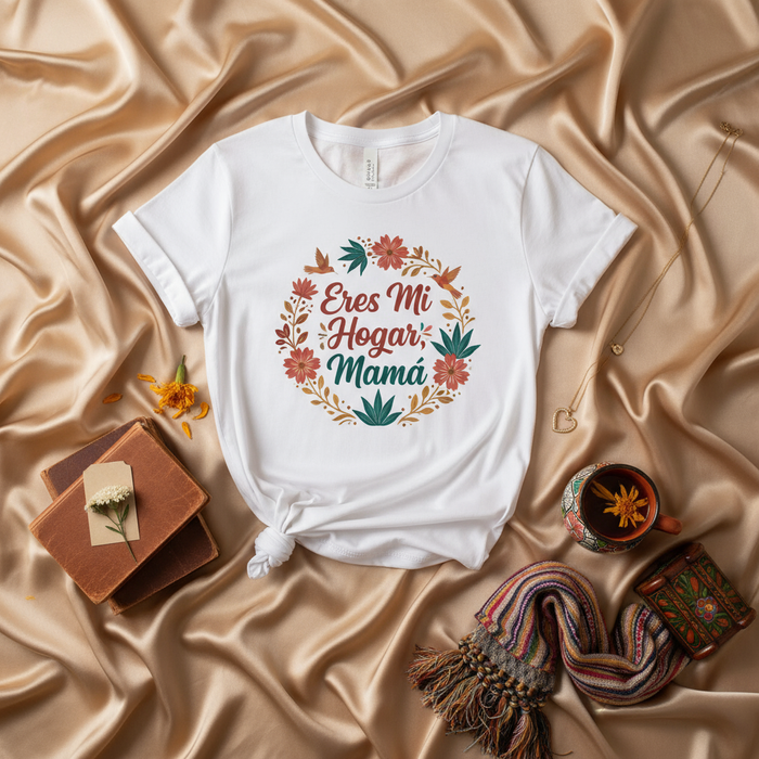 Eres Mi Hogar Mamá Camiseta, Regalo Día de la Madre Español, Camiseta Diseño Corona Floral, Regalo Cumpleaños Mamá, Camiseta Mamá Latina, Es Mi Hogar Camiseta para Mamá, La Mejor Madre, Top Bonito Mamá, Camiseta Cita Española, Camiseta Familiar