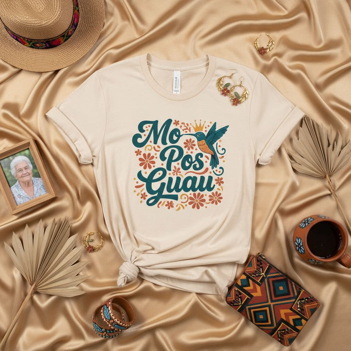Mo Pos Guau T-Shirt, Hummingbird Floral Design Tee, Puerto Rican Pride Shirt, Boricua Apparel, Spanish Phrase Graphic Top, Caribbean Gift Idea