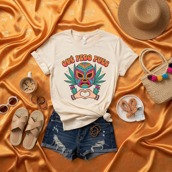 Maglietta maschera da luchador con grottesco retrò in stile chingona per vacanze estive, maglietta grafica Fiesta Latina con slang spagnolo divertente, idea regalo