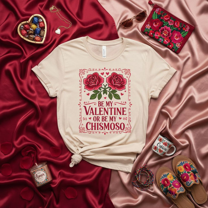 Sii il Mio San Valentino o Sii il Mio Chismoso Maglietta, Divertente Maglietta Latina per San Valentino, Carina Maglietta Grafica Rosa Floreale, Regalo per Amanti Spanglish, Unisex