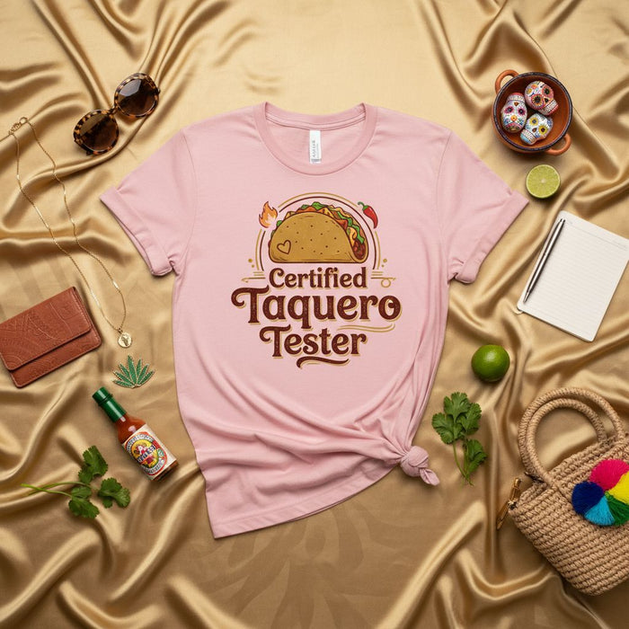 Certified Taquero Tester T-Shirt, Funny Taco Lover Tee, Unisex Foodie Gift Shirt, Mexican Food Humor, Casual Fiesta Apparel, Short Sleeve Graphic Taquero T-Shirt