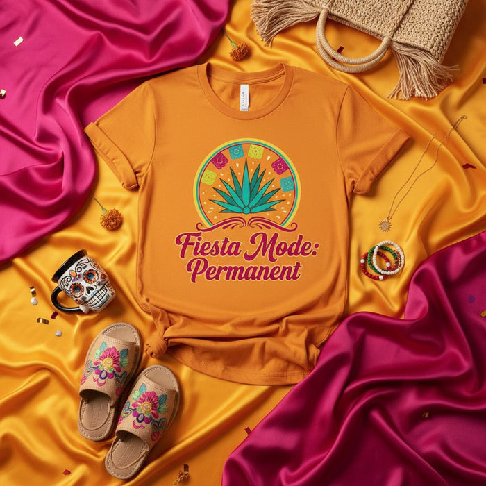 Fiesta Mode: Permanent T-Shirt - Agave Plant Design, Vibrant Colors, Mexican Celebration Theme, Cinco de Mayo Party Graphic Tee, Unisex Adult Short Sleeve Shirt