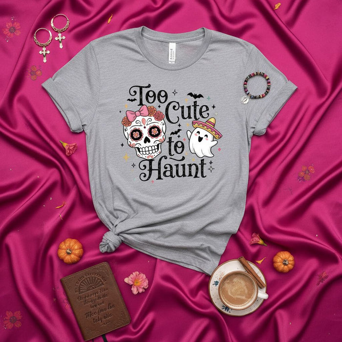 Too Cute to Haunt Dia de los Muertos Sugar Skull Ghost T-Shirt, Cute Halloween Spooky Season Tee, Day of the Dead Shirt, Unisex Fall Holiday Apparel