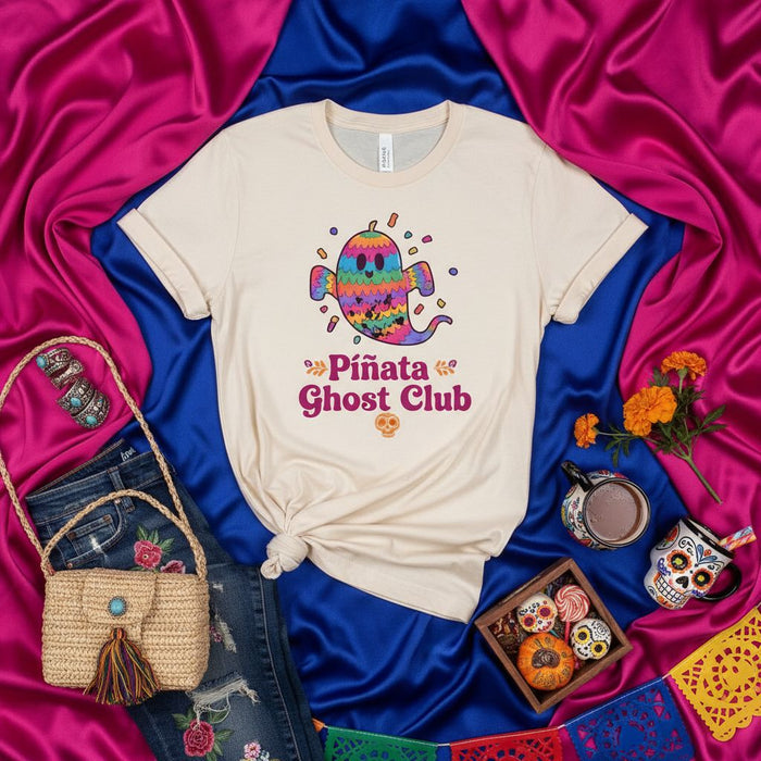 Piñata Ghost Club Shirt, Halloween Spooky Cute Ghost Tee, Fiesta Piñata Costume Top, Funny Mexican Skull Sugar Day of the Dead Fall Graphic T-Shirt, Unisex Softstyle Fit for Women and Men