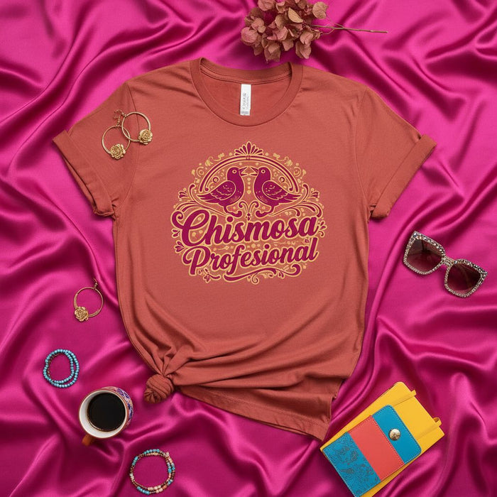 Chismosa Profesional T-Shirt, Funny Spanish Bird Graphic Tee, Latina Gift, Comadre Gossip Shirt for Women, Cute Mexican Spanish Saying Top