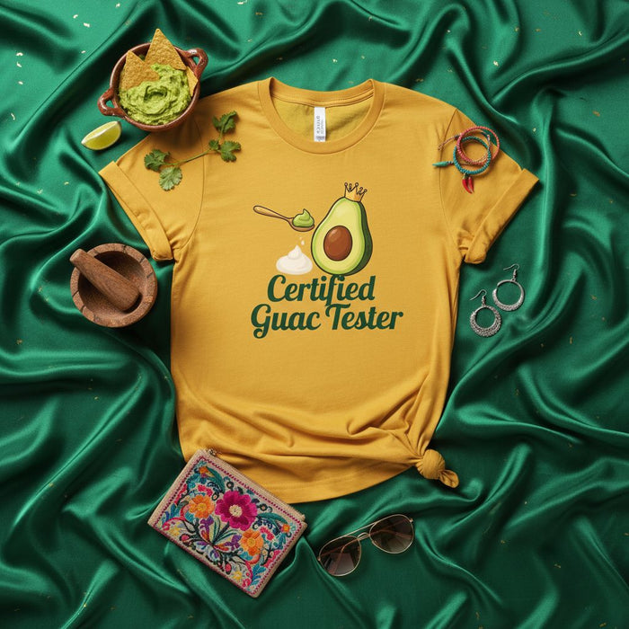 Certified Guac Tester Shirt, Funny Avocado T-Shirt, Food Lover Gift, Mexican Food Tee, Cinco de Mayo Apparel, Unisex Guacamole Themed Graphic Top