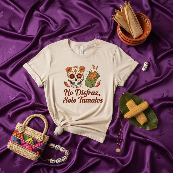 No Disfraz Solo Tamales T-Shirt Day of the Dead Sugar Skull Corn Chile Funny Mexican Food Shirt Unisex Graphic Tee Dia de Muertos Gift