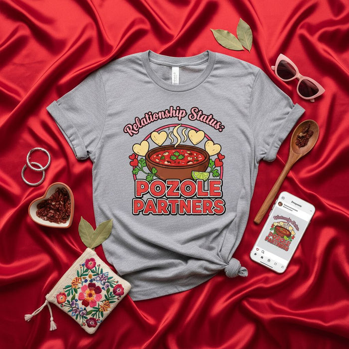 Relationship Status Pozole Partners T-Shirt, Funny Mexican Food Couple Gift, Pozole Lover Shirt, Valentine's Day Tee, Cute Soup Dish Apparel, Latin American Cuisine Clothing, Matching Couple Shirts, Anniversary Gift Idea, Pozolería Restaurant Top