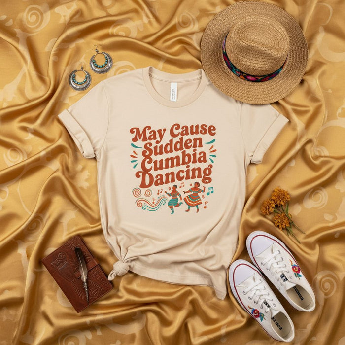 Kann plötzliches Cumbia-Tanzen auslösen T-Shirt, lustiges Cumbia-Shirt, Lateinamerikanischer Tanz-Tee, kolumbianisches Musik-Geschenk, Unisex Fiesta Bekleidung, südamerikanisches Kultur-Oberteil, Latino Party Hemd