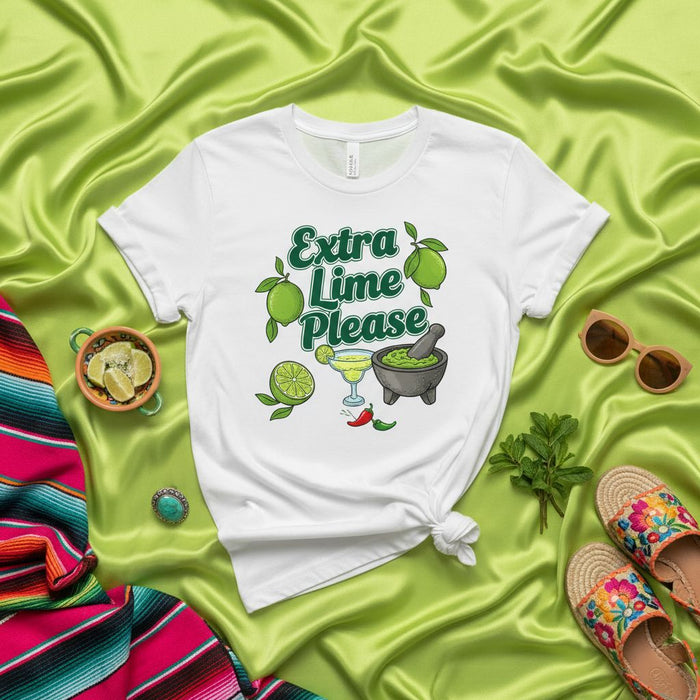 Cinco de Mayo Margarita Guacamole Shirt, Funny Mexican Food T-Shirt, Extra Lime Please Graphic Tee, Fiesta Party Gift Top