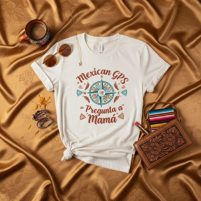Mexican GPS Pregunta a Mamá T-Shirt | Funny Mom Gift | Spanish Quote Tee | Cinco de Mayo | Mexican Heritage Apparel | Unisex Fit