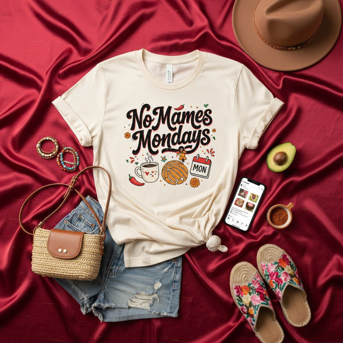 No Mames Mondays Funny Spanish Slang T-Shirt, Humor Tee for Monday Motivation, Latina Style Graphic Shirt, Mexican Culture Gift Idea, Unisex Fit, Casual Wear Top