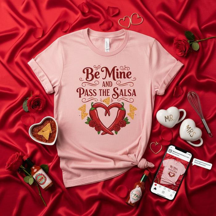 Maglietta Sii Mio e Passami la Salsa, Maglia Divertente San Valentino, Maglietta Cinco de Mayo, Top Grafico Cuore Peperoncino Piccante, Idea Regalo Abbinata per Coppie
