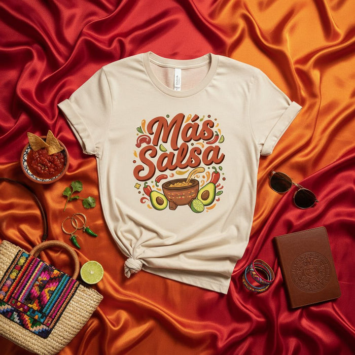 T-shirt Más Salsa, Maglietta Grafica Unisex Divertente Fiesta Taco Avocado Lime Cibo Messicano Regalo per gli Amanti della Salsa e del Cibo Piccante