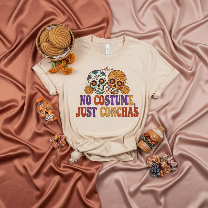 No Costume Just Conchas Shirt, Day of the Dead Skulls, Calavera Sugar Skulls T-Shirt, Pan Dulce Concha Bread, Dia De Los Muertos, Halloween Unisex Tee, Mexican Food Lover Gift