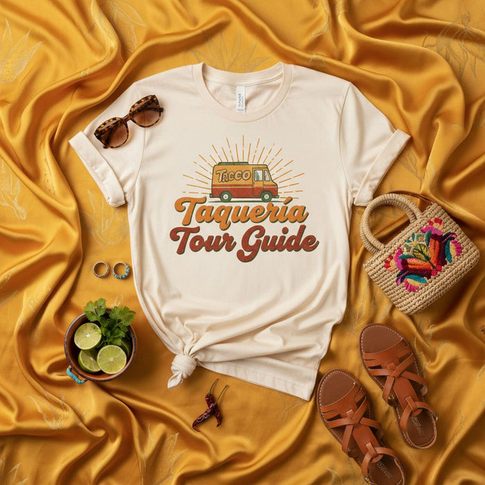 Taqueria Tour Guide Shirt, Vintage Taco Truck T-Shirt, Unisex Retro Graphic Tee, Mexican Food Lover Gift, Funny Foodie Vacation Taquería Top