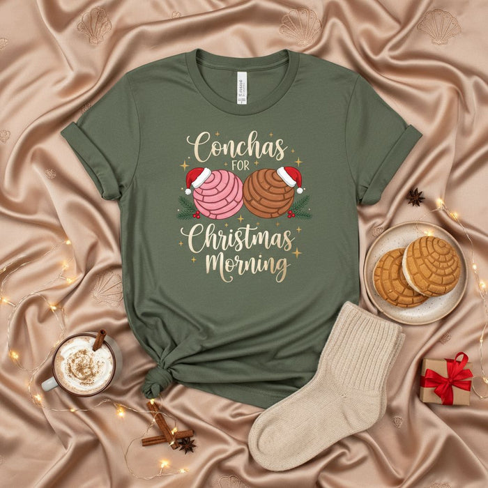 Conchas for Christmas Morning Shirt, Cute Navidad Concha Pan Dulce Tee, Holiday Mexican Sweet Bread T-Shirt, Christmas Eve PJs, Family Gift for Concha Lovers
