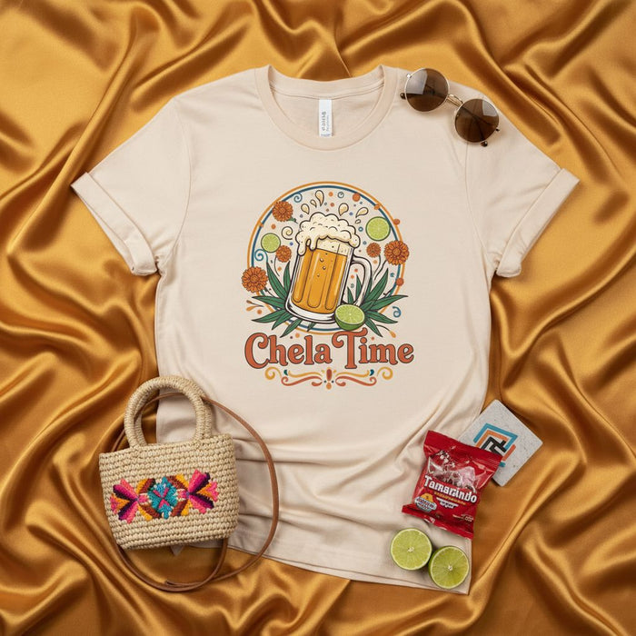 Chelada Time Beer T-Shirt, Mexican Fiesta Shirt, Chela Time Graphic Tee, Margaritas and Lime Beer Lover Gift, Retro Unisex Summer Drink Top