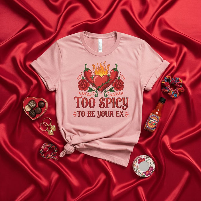 Maglietta Troppo Piccante Per Essere Il Tuo Ex, Divertente San Valentino, Maglietta Single V-Day, Grafica Peperoncino Cuore Rottura, Regalo Sassy Anti-San Valentino Per Lei Lui