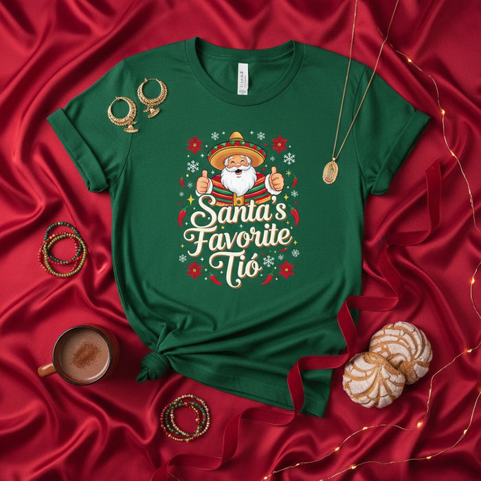 Santa's Favorite Tío Christmas Shirt, Funny Mexican Santa Sombrero T-Shirt, Spanish Uncle Holiday Tee, Festive Family Party Gift for Tio
