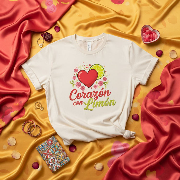 Corazón con Limón Shirt, Mexican Valentines Day Heart & Lime Tee, Funny Spanish Quote T-Shirt, Día de San Valentín Gift, Unisex Hispanic Love Apparel