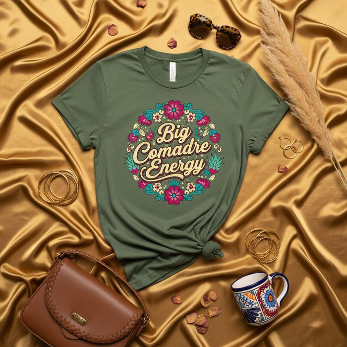 Camiseta Energía Gran Comadre, Diseño Floral Mexicano, Camisa Regalo Comadre Graciosa, Top Estilo Chicana, Camiseta La Madrina Familia, Camisa Frase Española para Mujer