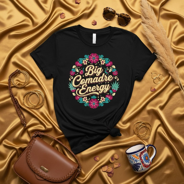 Camiseta Energía Gran Comadre, Diseño Floral Mexicano, Camisa Regalo Comadre Graciosa, Top Estilo Chicana, Camiseta La Madrina Familia, Camisa Frase Española para Mujer