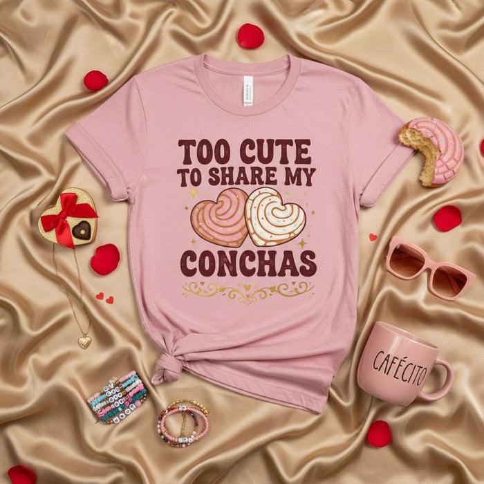 Maglietta Troppo Carina Per Condividere Le Mie Conchas, Simpatica T-shirt Pan Dulce, Maglia Concha Pane Dolce Messicano, Divertente Regalo di San Valentino Latina, Maglietta Grafica per Amanti del Cibo