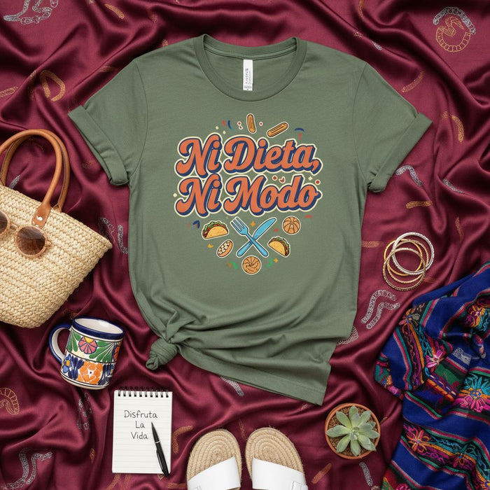 Ni Dieta Ni Modo Shirt, Funny Spanish Food Tee, No Diet No Way T-Shirt, Taco Lover Gift, Disfruta La Vida, Unisex Graphic T-Shirt for Men and Women, Latino Gift Idea