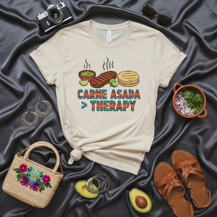 Carne Asada > Therapy Shirt, Funny Mexican Food Tee, BBQ Grilling T-Shirt, Cinco de Mayo Fiesta Top, Latina Gift, Comfort Colors Unisex Graphic T-Shirt