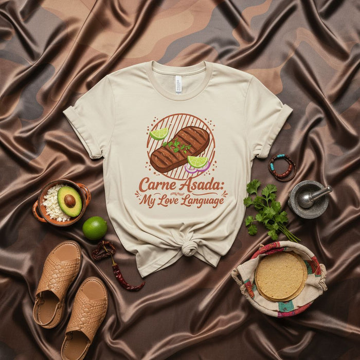 Carne Asada My Love Language Shirt, Funny Mexican Food Tee, Grilling BBQ Gift, Spanish Quote T-Shirt, Fiesta Party Outfit, Unisex T-shirt, Hispanic Heritage Month Apparel