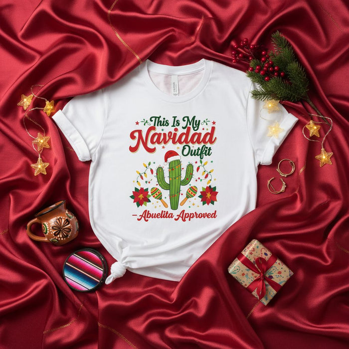 This Is My Navidad Outfit Abuelita Approved T-Shirt Funny Cactus Christmas Shirt Mexican Fiesta Holiday Tee Unisex Family Gift