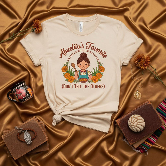 Abuelita's Favorite (Don't Tell the Others) T-Shirt, Funny Hispanic Grandma Cooking Shirt, Cute Latina Chef Graphic Tee, Cultural Family Humor Gift, Abuela's Kitchen Style Apparel