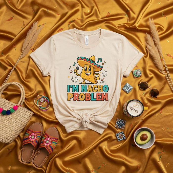 Sono Nacho Problem Divertente Sombrero Nacho Chip Maglietta Cantante, Cinco de Mayo Cibo Messicano Gioco di Parole Maglietta, Maglietta Grafica Esilarante per Uomo e Donna, Idea Regalo Celebrazione Fiesta
