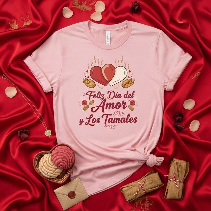 Feliz Día del Amor y Los Tamales T-Shirt, Valentine's Day Tamale & Concha Tee, Cute Hispanic Food Love Shirt, Spanish Valentine Gift for Partner or Friend