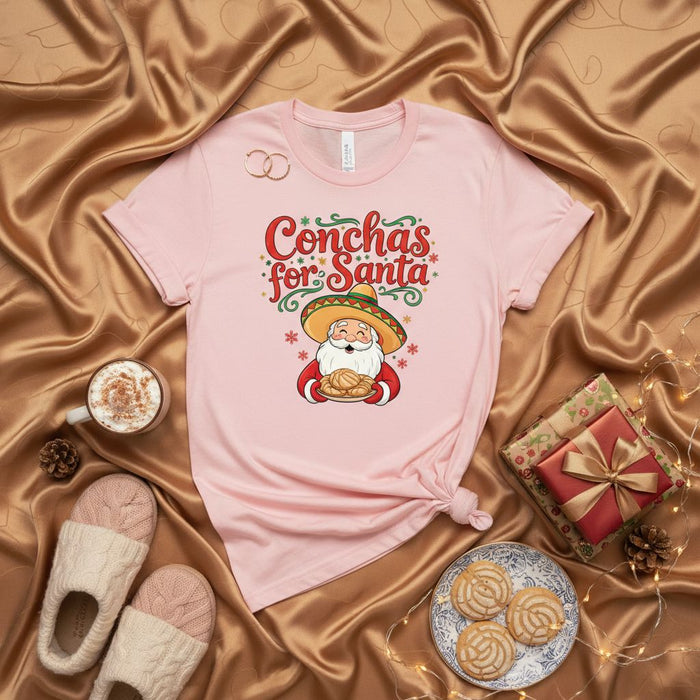 Conchas for Santa T-Shirt | Funny Mexican Christmas Santa with Sombrero and Conchas Tee | Unisex Holiday Pan Dulce Shirt