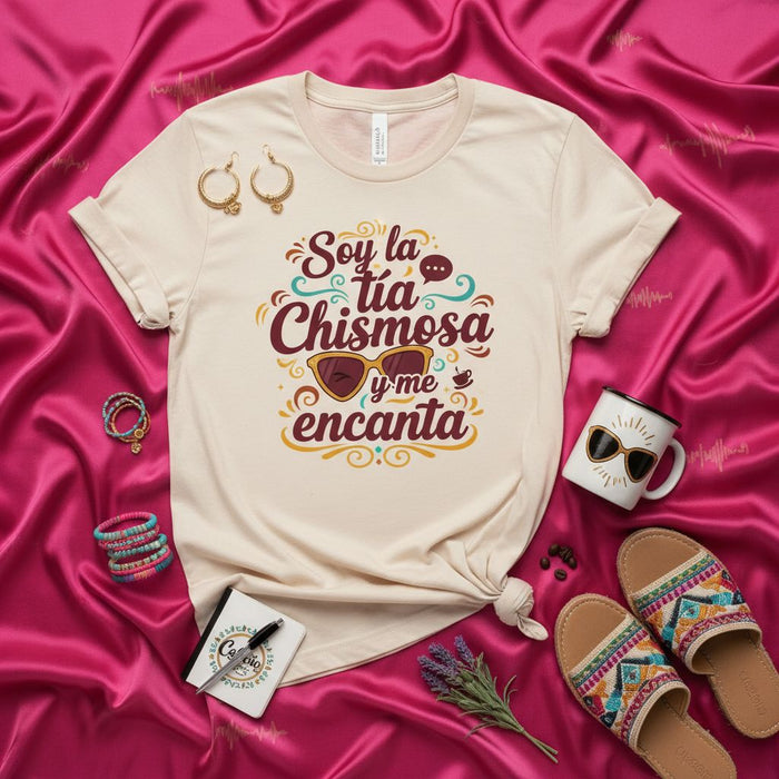 Soy la Tía Chismosa y Me Encanta T-Shirt, Funny Spanish Auntie Shirt, Latina Gift for Chismosa Tía, Cute Family T-Shirt, Spanglish Tía Life Graphic Tee