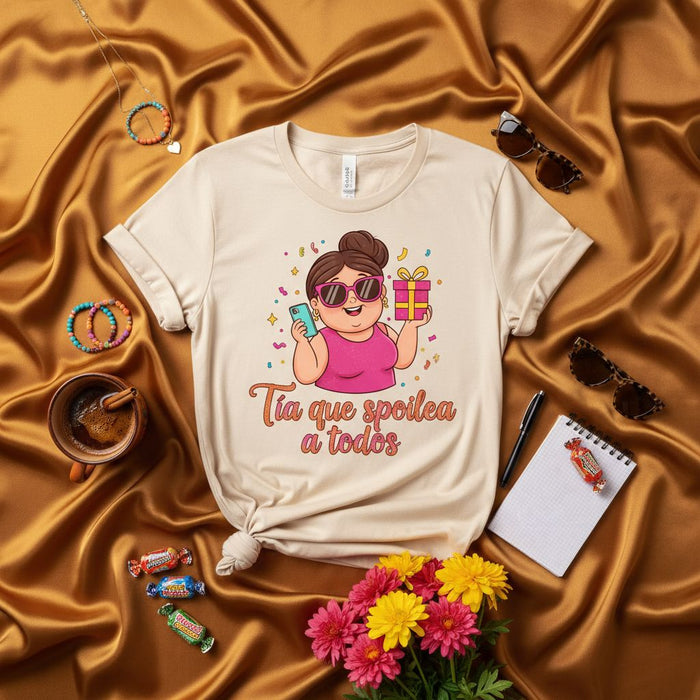 Tía que spoilea a todos T-Shirt Unisex, Regalo para Tía Consentidora, Camiseta de Tía Favorita, Playera de Cumpleaños, Regalo Día de las Madres, Outfit Familiar, Diseño Divertido, Idea de Regalo Original, Moda Latina