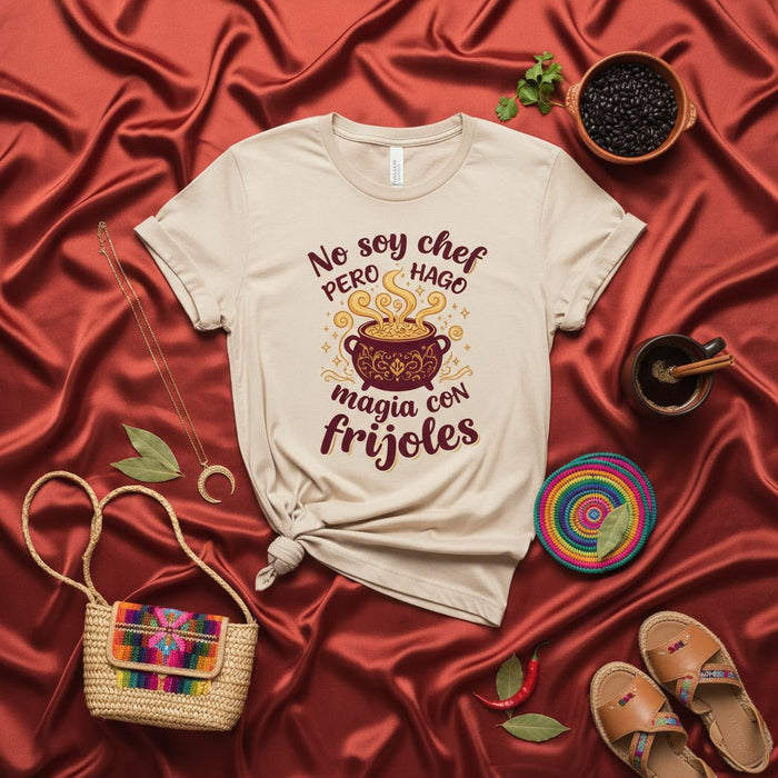 No soy chef pero hago magia con frijoles T-Shirt, Frijoles Mágicos Cocina, Funny Spanish Cooking Chef Tee, Latina Magic Beans Gift, Unisex Food Lover Shirt