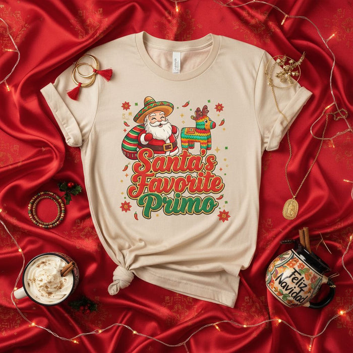 Santa's Favorite Primo Shirt, Mexican Christmas Primo Gift, Funny Santa Sombrero Pinata Navidad T-Shirt, Primo Holiday Family Matching Tee, Fiesta Christmas Shirt