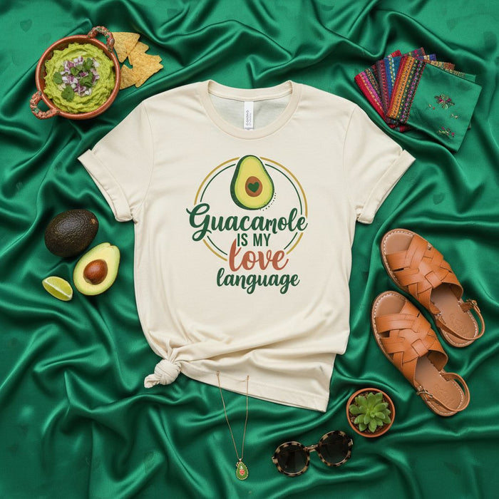 La Guacamole è la mia lingua dell'amore T-Shirt, Maglietta Divertente Avocado, Regalo per Amante Cibo Messicano, Maglia Grafica Unisex, Abbigliamento Cinco de Mayo, Maglietta Foodie, Idea Outfit Carino Avocado