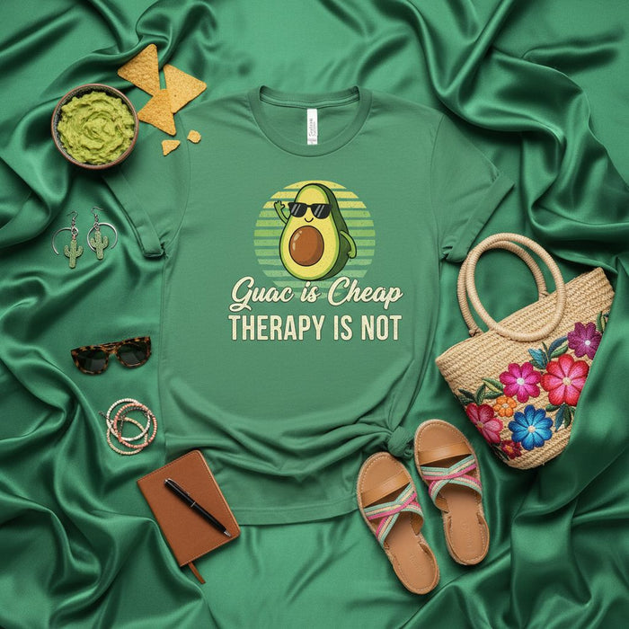 Guac is Cheap Therapy is Not Avocado Lover T-Shirt Funny Guacamole Pun Shirt Mexican Food Fiesta Tee Cinco de Mayo Gift Unisex Graphic Shirt