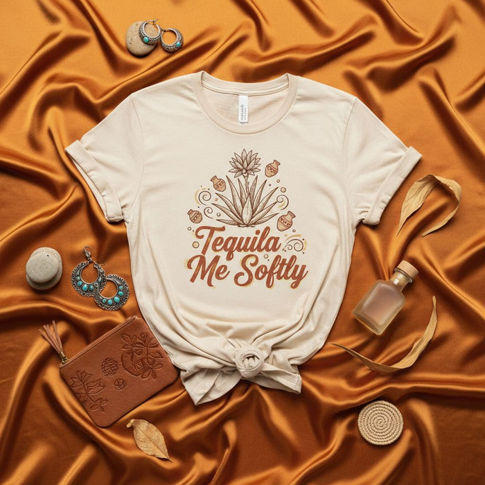 Tequila Me Softly Shirt, Agave Plant Tequila T-Shirt, Funny Drinking Quote Tee, Retro Desert Aesthetic Festival Apparel, Boho Fiesta Outfit Gift
